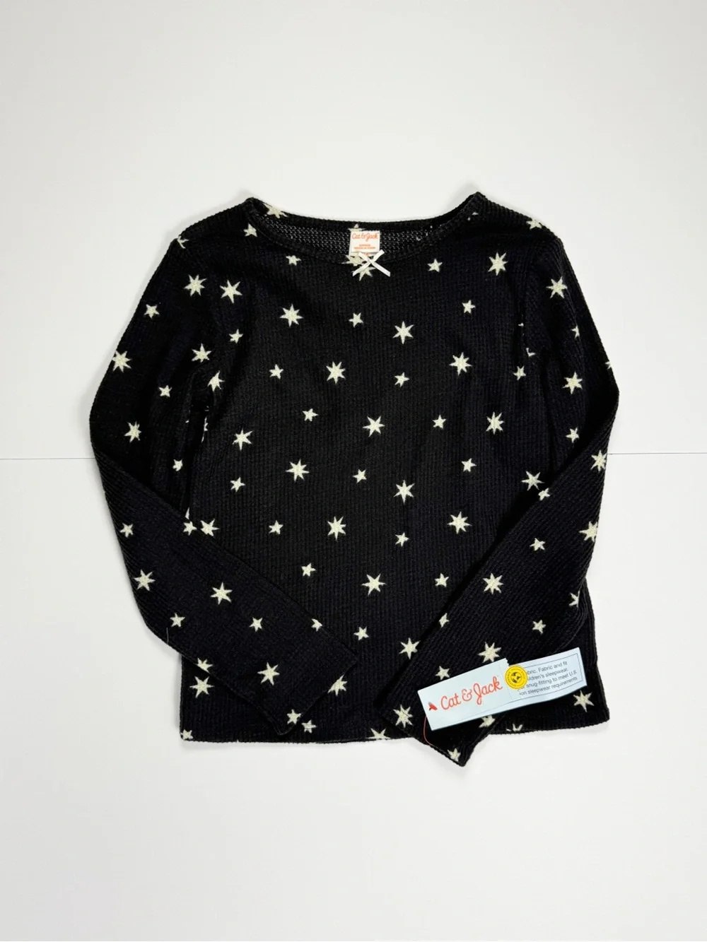 Cat & Jack Black Star Waffle-Knit Kids Pajama Set